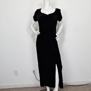 Robbie Bee Vintage Black Velvet Whimsigoth Romantic Witchy Maxi Dress Size 10